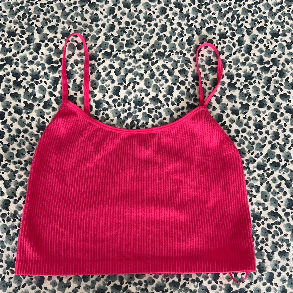 Stradivarius Pink Ribbed Crop Top